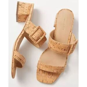 Nearly NEW ANN TAYLOR CORK BUCKLE TWO STRAP SANDALS, $125 Sz6